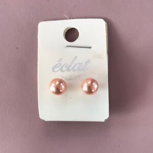 Pink Faux Pearl Earrings - Studs- New